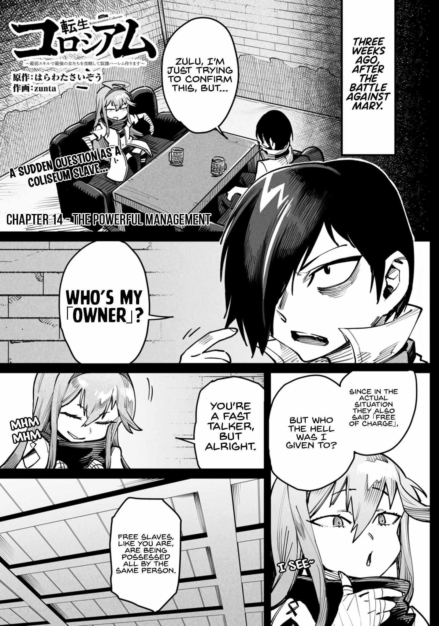 Reincarnation Colosseum – Using The Weakest Skills In Order To Defeat The Strongest Women And Create A Slave Harem Chapter 14 - Page 1