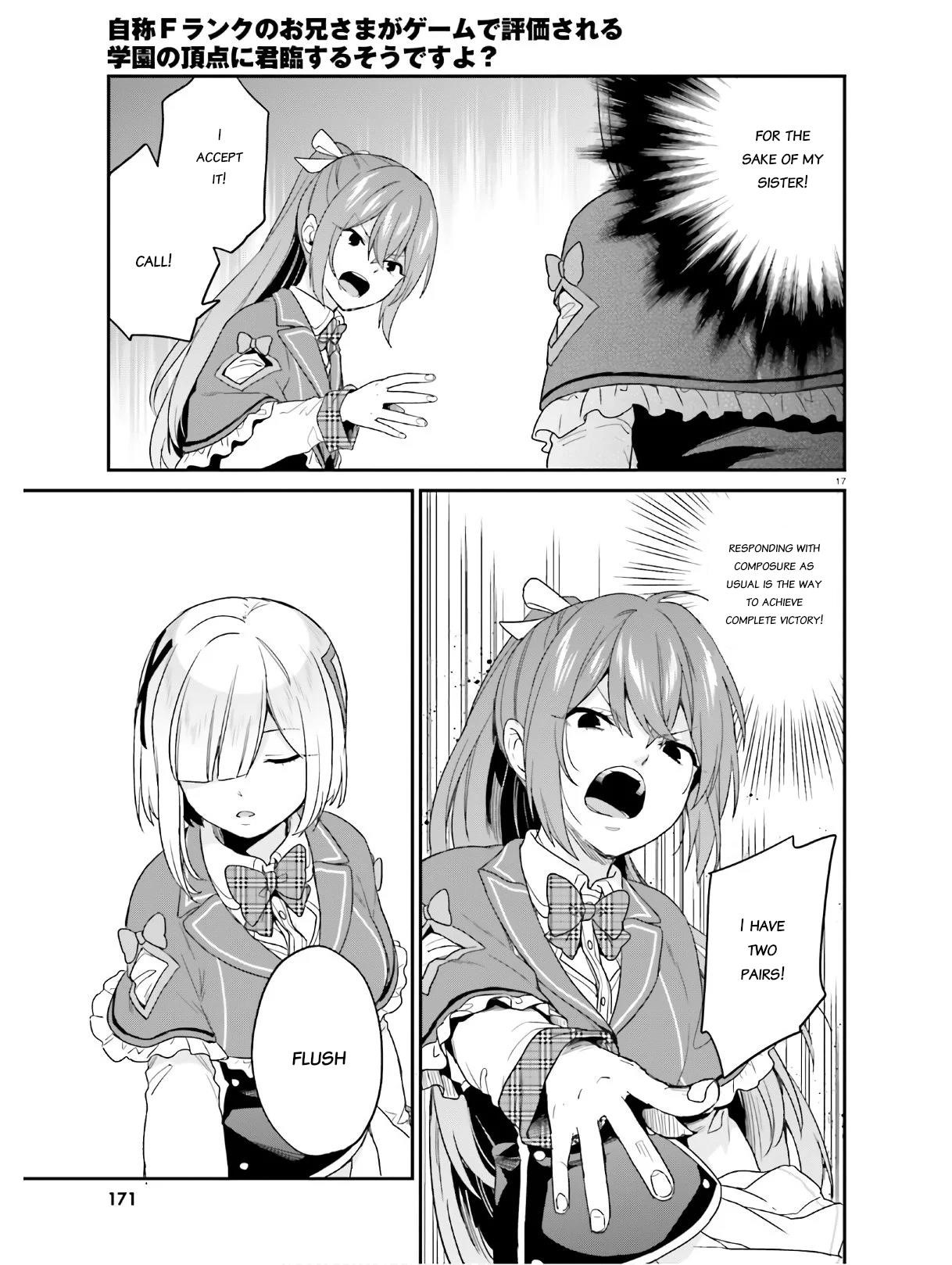 Dear Self-styled F rank bro’ says, he’s gonna rule a game-oriented school. Chapter 22 - Page 17