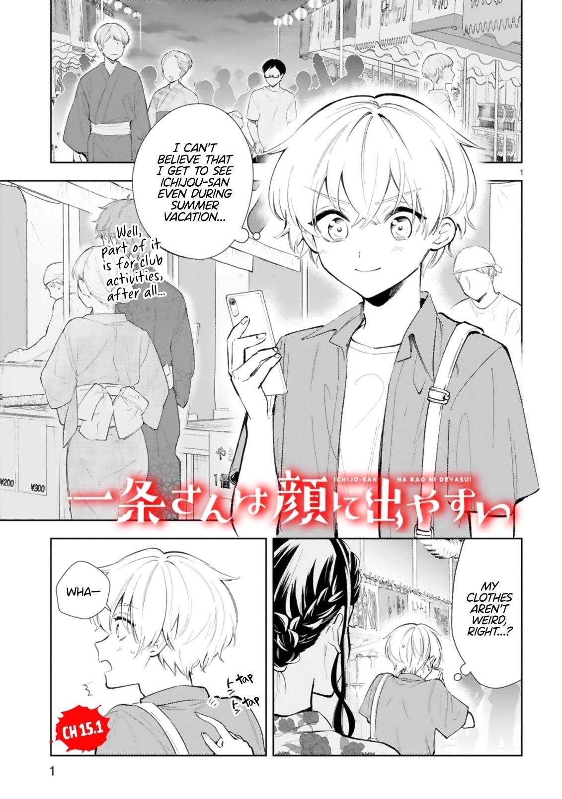 Ichijou-San Wa Kao Ni Deyasui Chapter 15.1 - Page 1